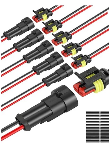 Conector de 2 pines, impermeable, conectores de 2 cables, conectores eléctricos automotrices macho y hembra con tubo termorretráctil para conexión de cable de coche, camión, barco, 6 kits